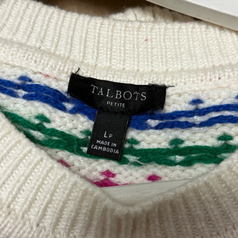 Talbots PUFF SLEEVE CREWNECK PULLOVER SPECKLED DOTS Rainbow Pride - Picture 7 of 8